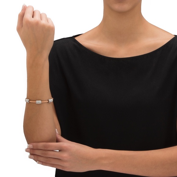 Rose gold plated cubic zirconia cable bracelet - Picture 3 of 3